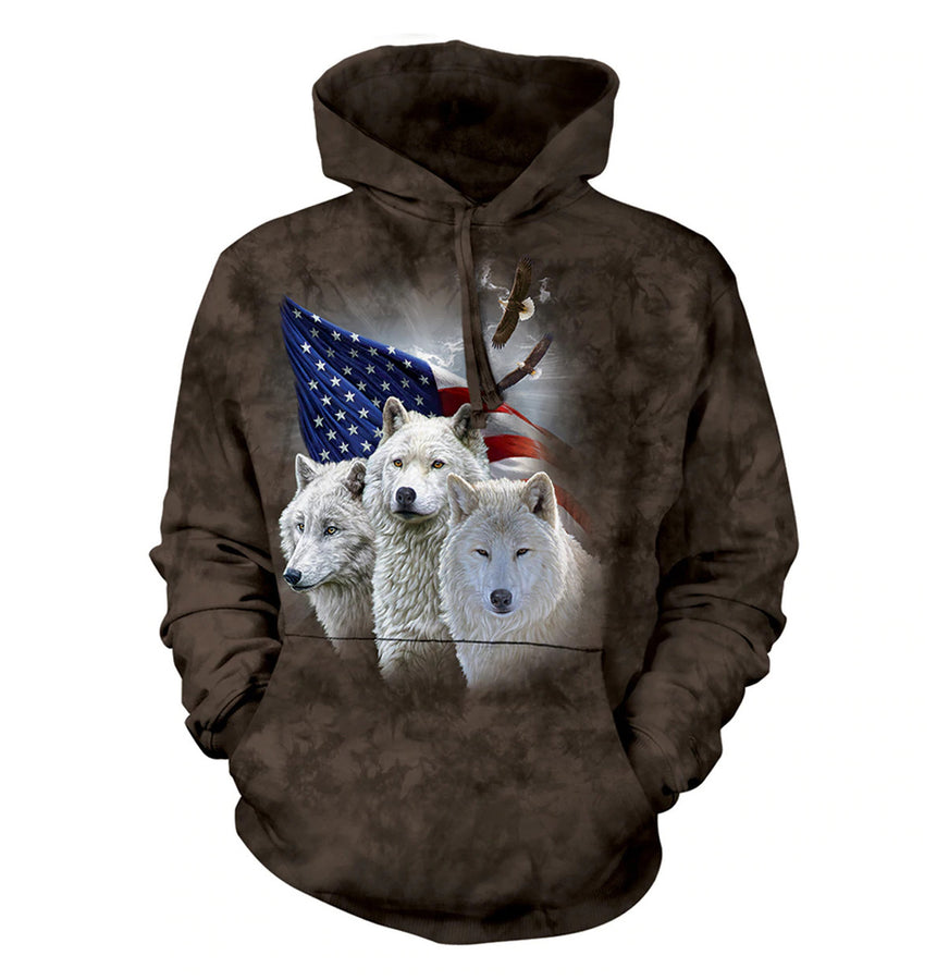 The Mountain - Patriotic Wolves - Adult Unisex Hoodie Sweatshirt