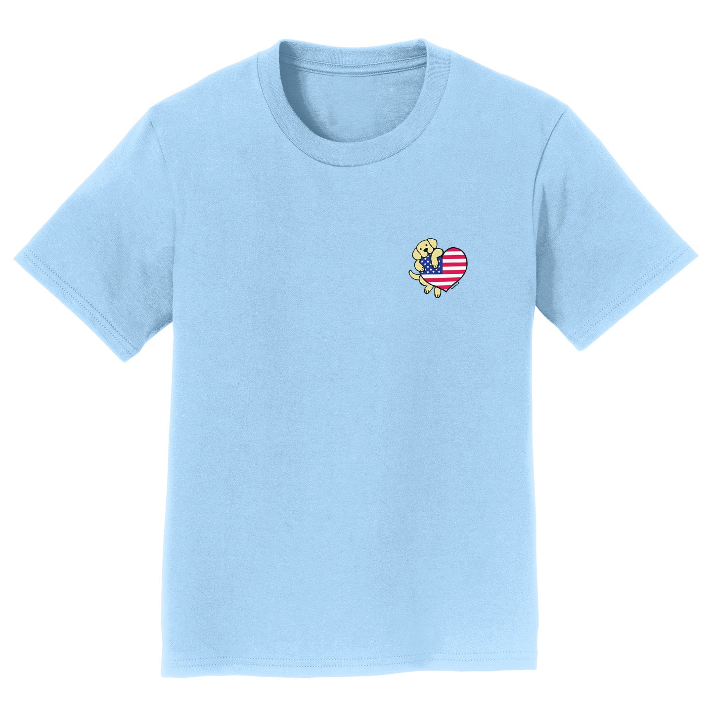 USA Flag Heart Yellow Lab Left Chest - Kids' Unisex T-Shirt