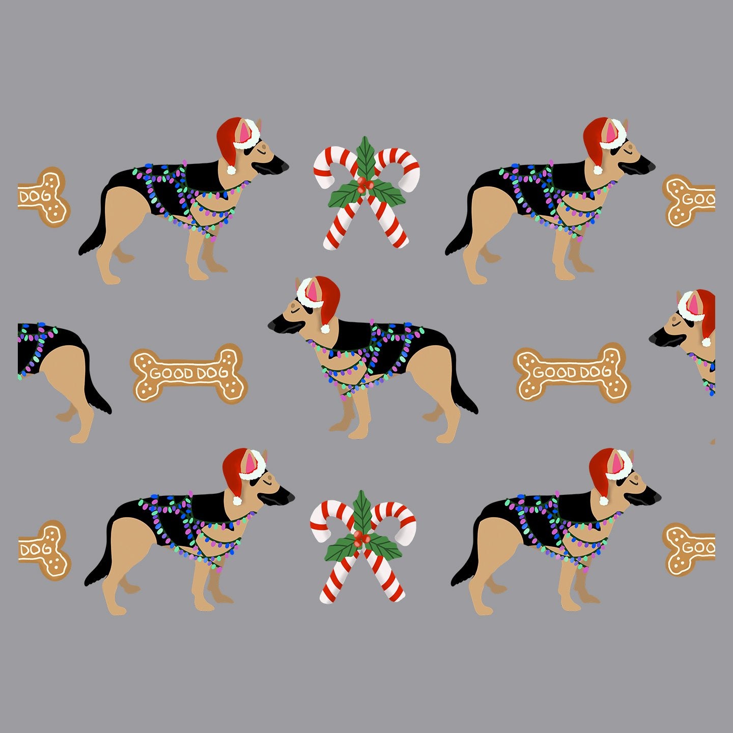 Christmas German Shepherd Pattern - Adult Adjustable Face Mask