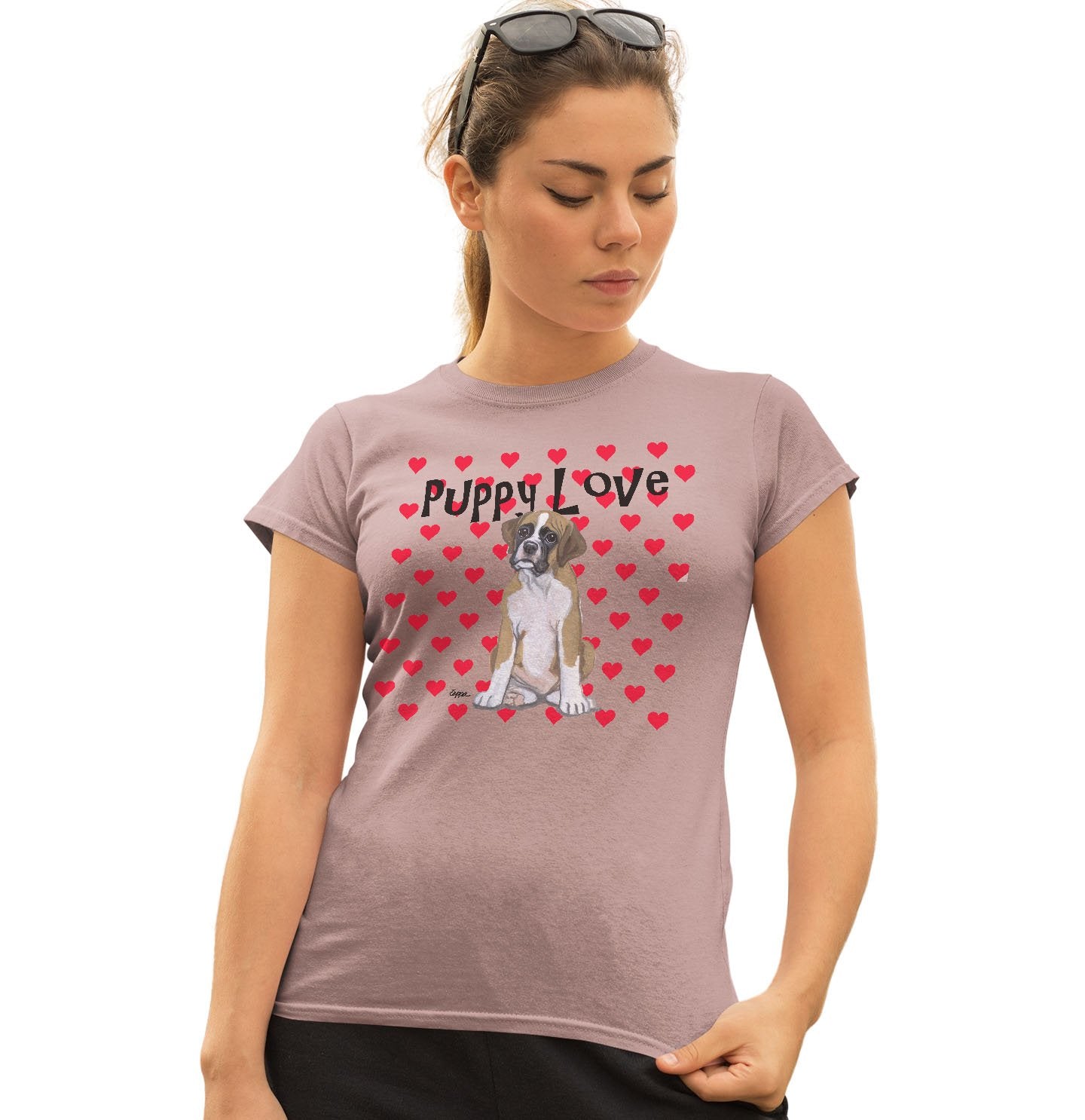 Animal Pride - Boxer Puppy Love - Women's Fitted T-Shirt