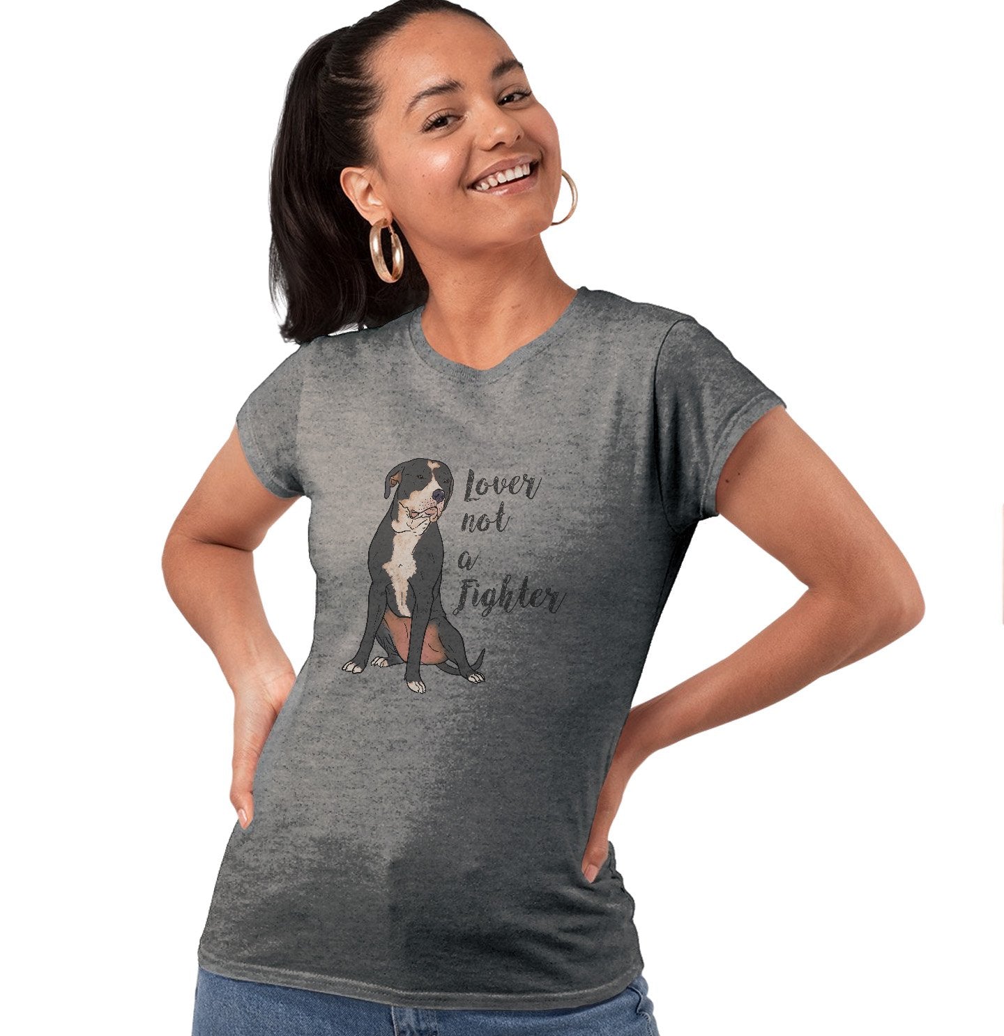 Black & White Pit Bull Lover Not Fighter - Women's Tri-Blend T-Shirt
