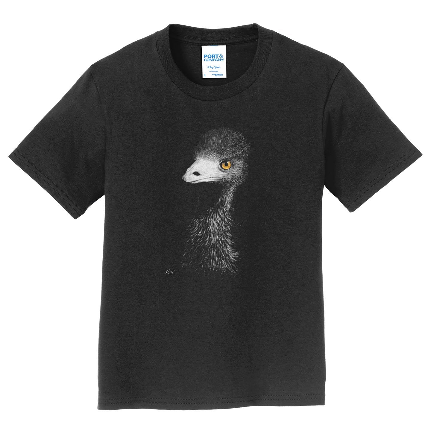 Emu on Black - Kids' Unisex T-Shirt