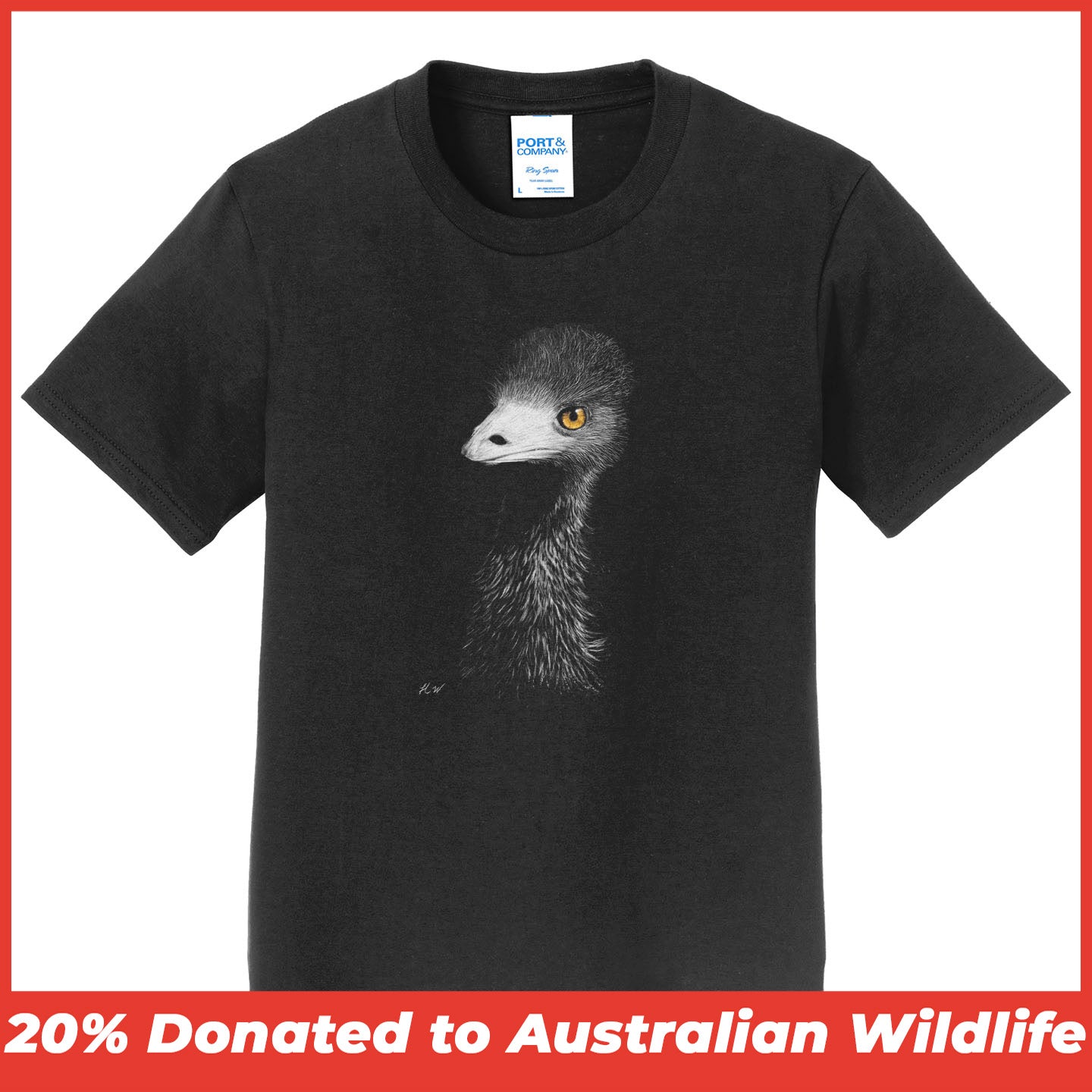 Emu on Black - Kids' Unisex T-Shirt