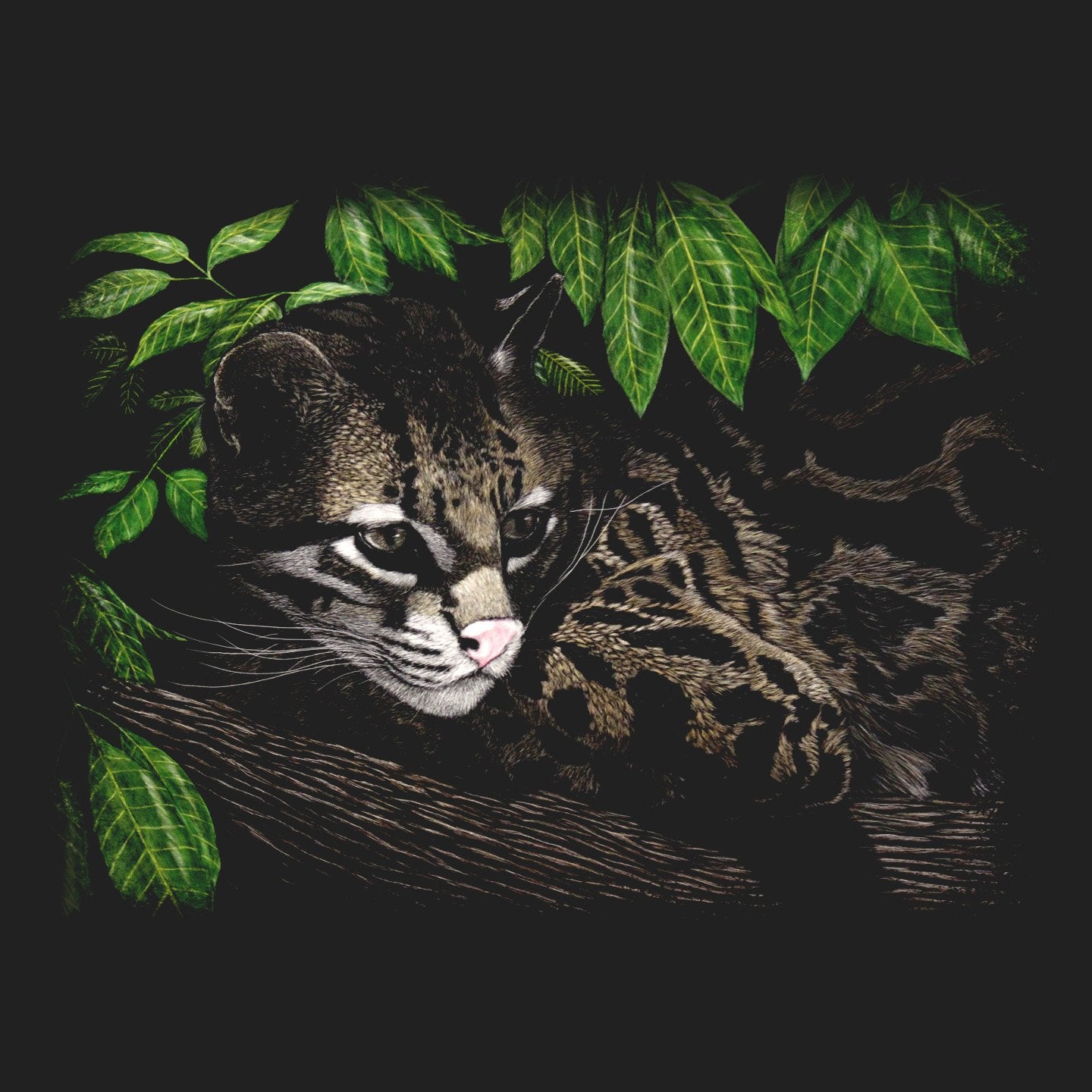 Ocelot on Black - Women's Fitted T-Shirt