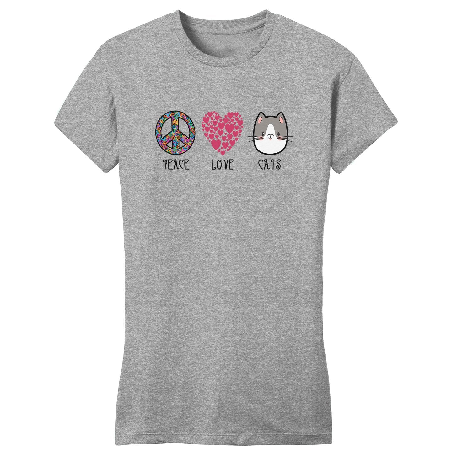 Peace Love Cats - Women's Fitted T-Shirt