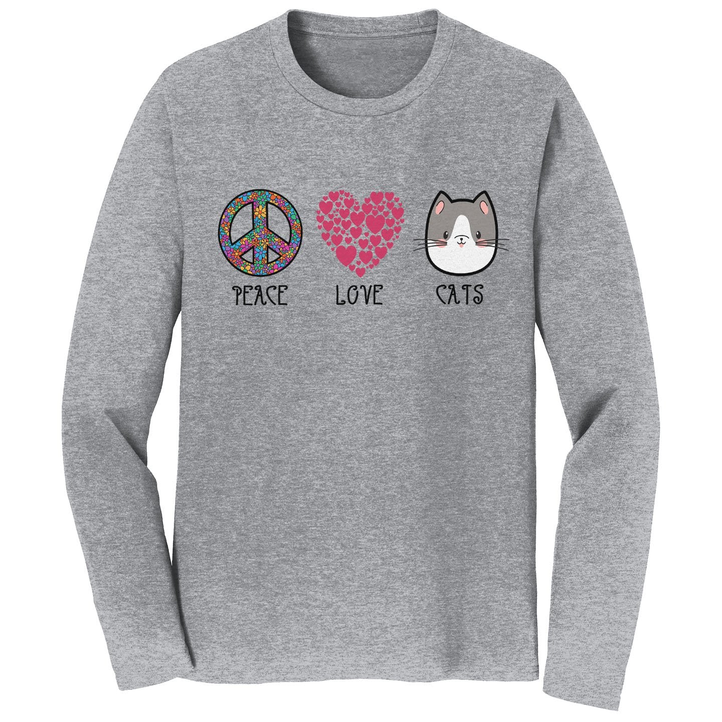 Peace Love Cats - Adult Unisex Long Sleeve T-Shirt