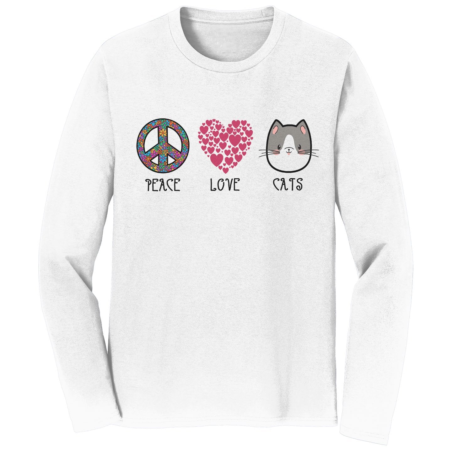 Peace Love Cats - Adult Unisex Long Sleeve T-Shirt
