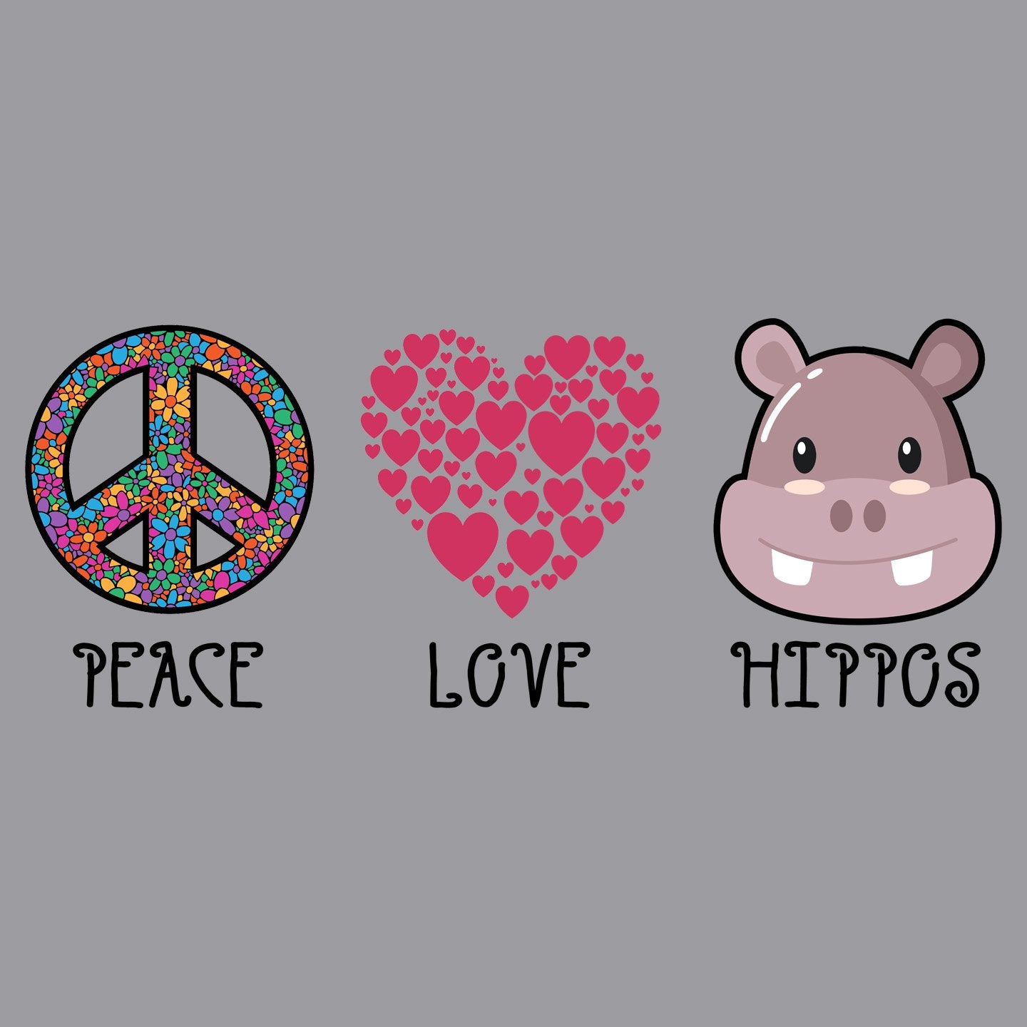 Peace Love Hippos - Kids' Unisex T-Shirt