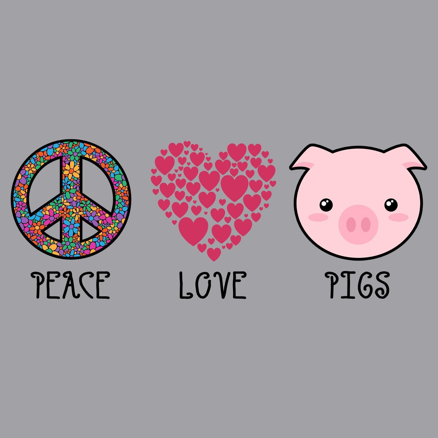 Peace Love Pigs - Kids' Unisex Hoodie Sweatshirt