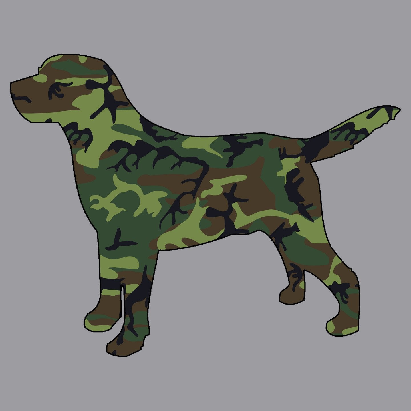 Labrador Silhouette Woodland Camouflage - Adult Unisex T-Shirt