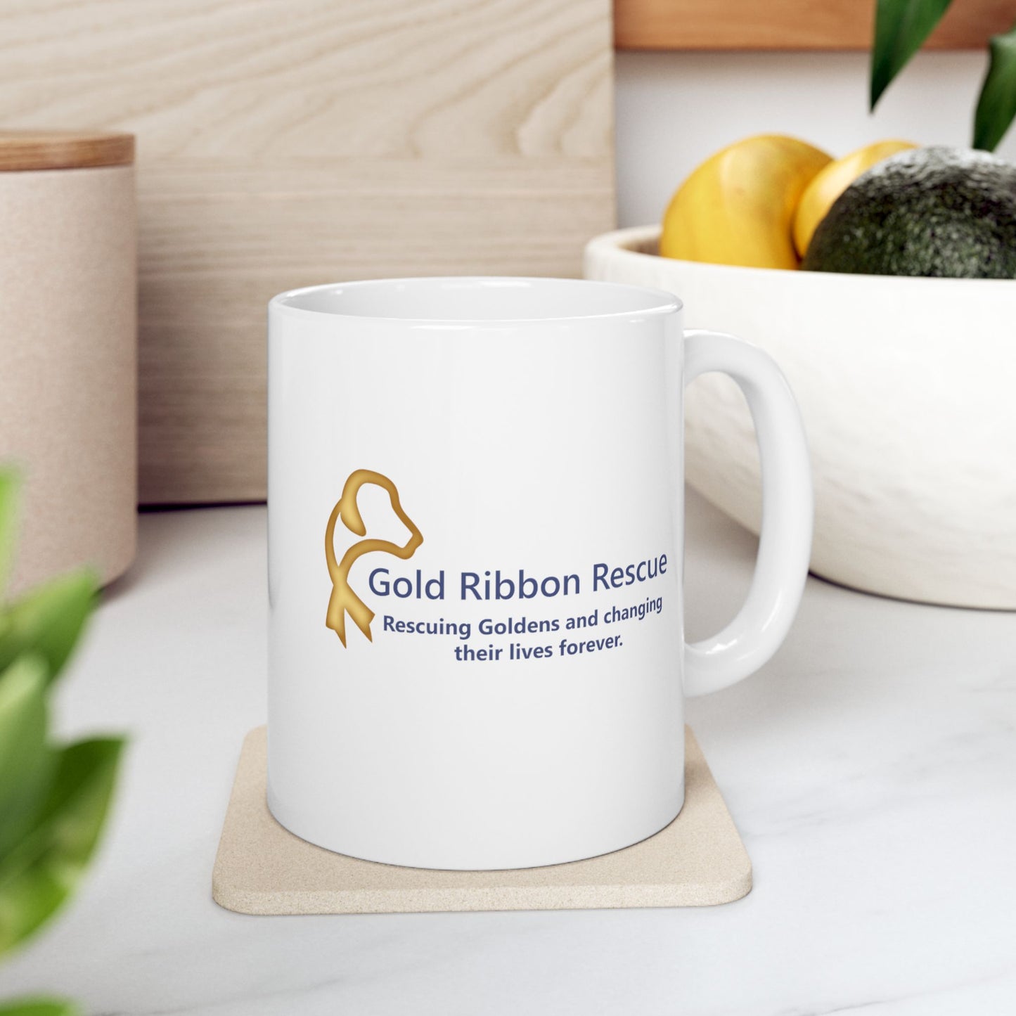 Gold Ribbon Rescue Logo - 11oz Ceramic Mug