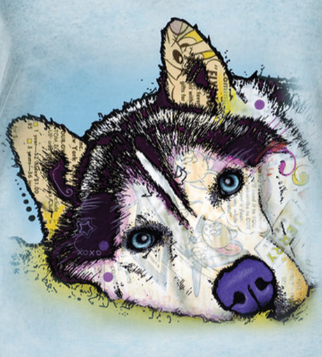 Siberian Husky - Women's Tri-Blend V-Neck T-Shirt