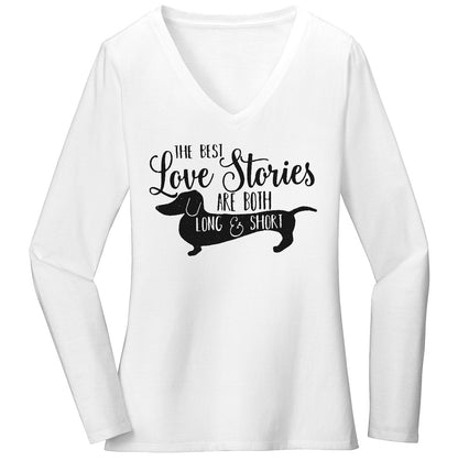 Dachshund Love Stories - Women's V-Neck Long Sleeve T-Shirt