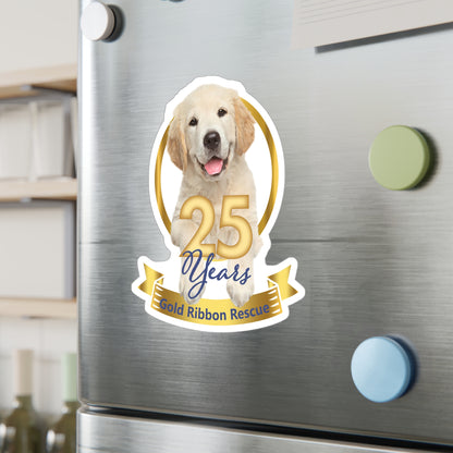 Gold Ribbon Rescue 25 Years Puppy - Kiss Cut Vinyl Decal