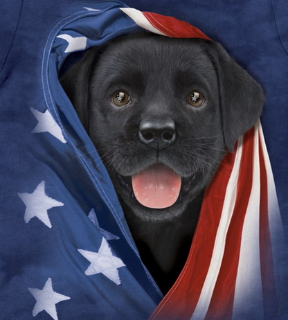 Patriotic Black Lab Pup - Baby Onesie