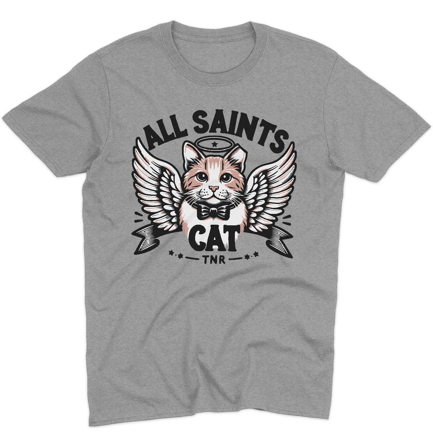 All Saints Cat TNR Logo - Adult Unisex T-Shirt - Grey - Large - Specs