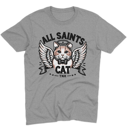 All Saints Cat TNR Logo - Adult Unisex T-Shirt - Grey - Large - Specs
