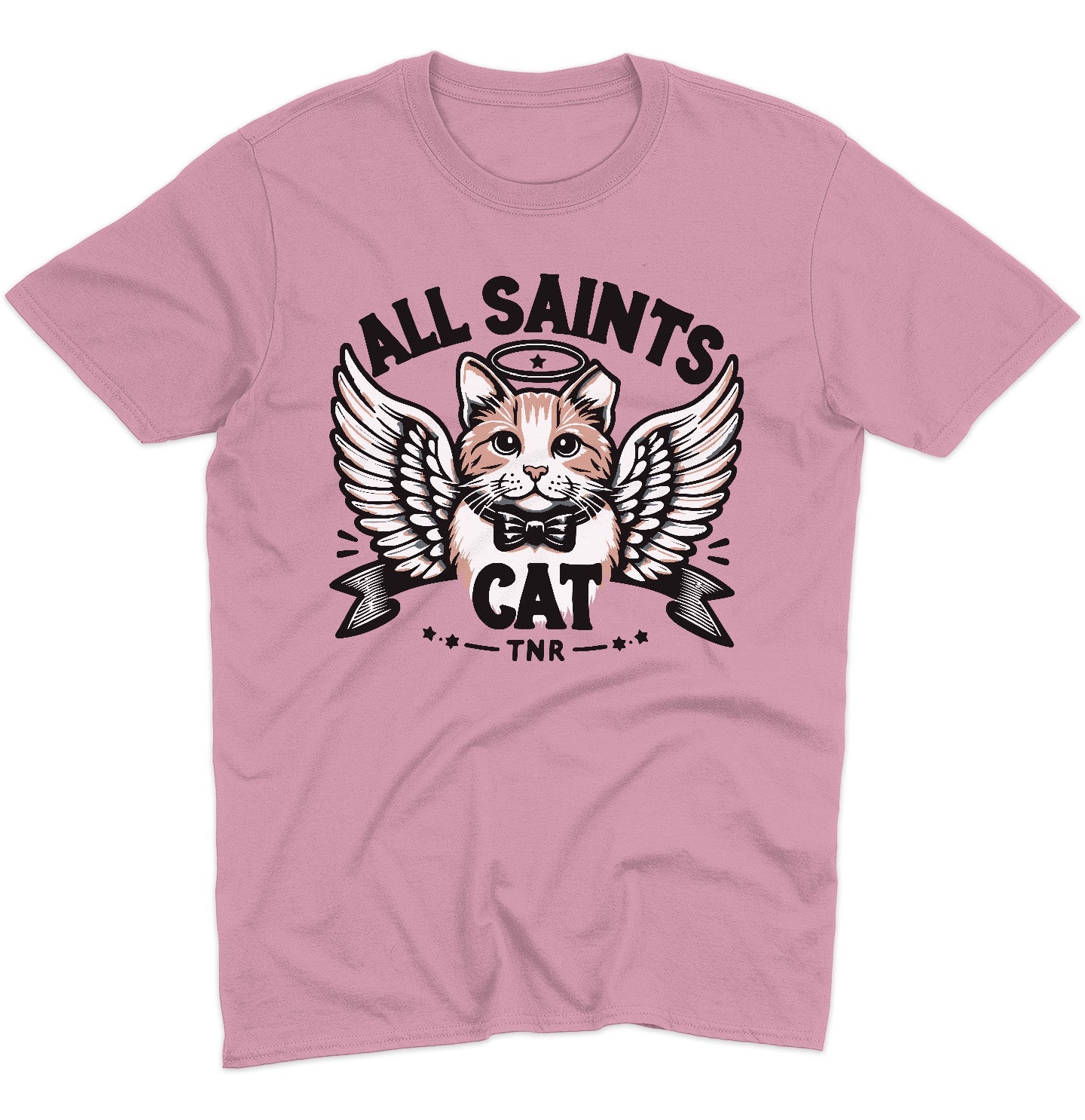 All Saints Cat TNR Logo - Adult Unisex T-Shirt - Grey - 2X-Large - Pink