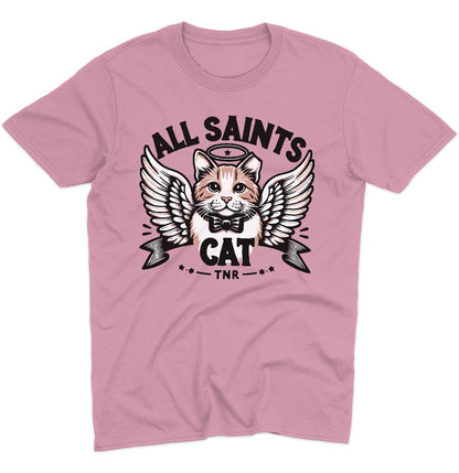 All Saints Cat TNR Logo - Adult Unisex T-Shirt - Grey - 2X-Large - Pink