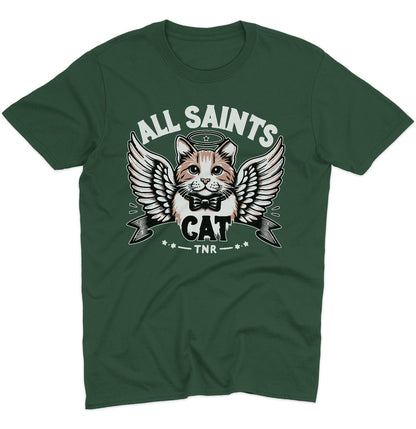 All Saints Cat TNR Logo - Adult Unisex T-Shirt - Grey - 4X-Large - Forest Green