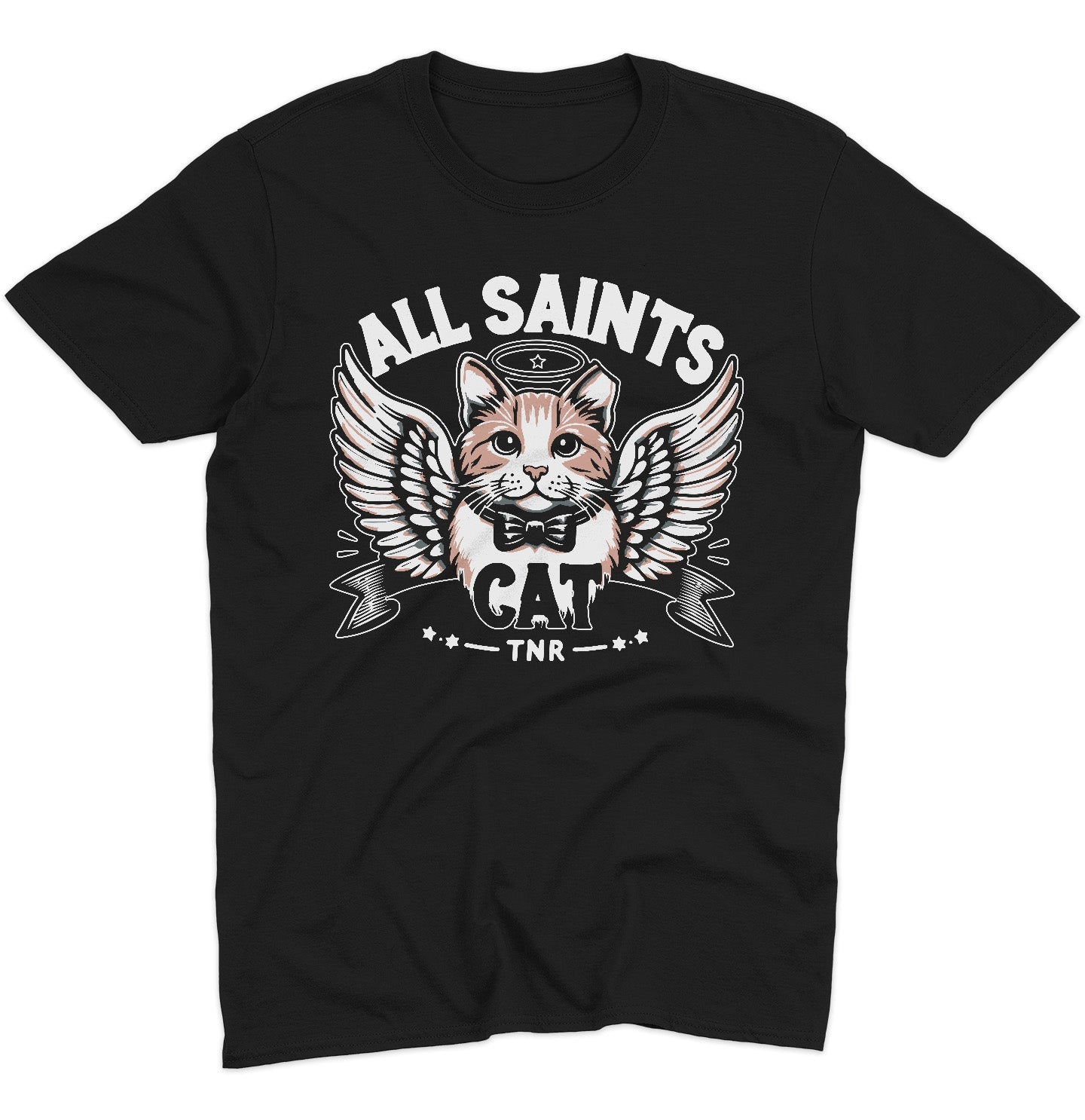 All Saints Cat TNR Logo - Adult Unisex T-Shirt - Red - Small - Black