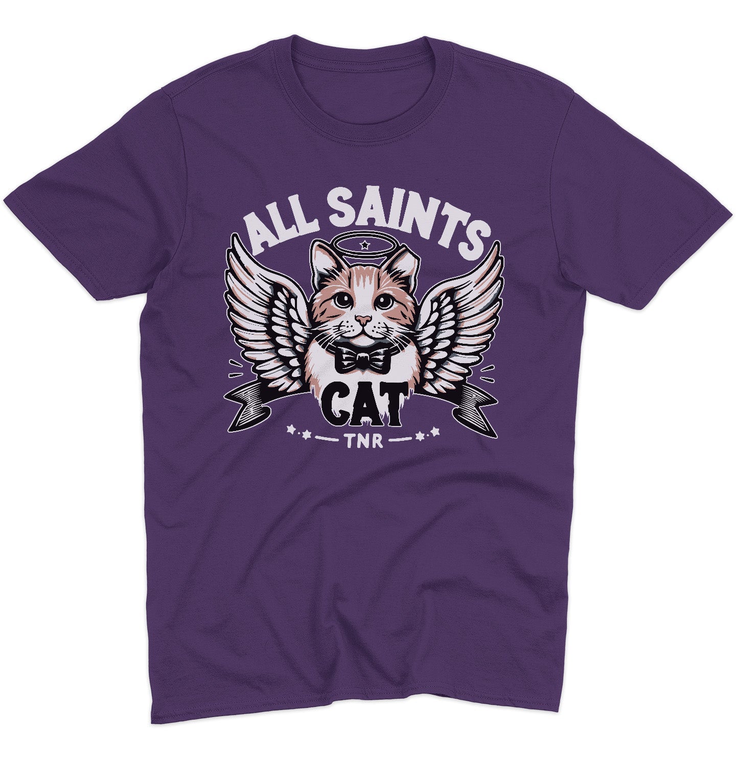 All Saints Cat TNR Logo - Adult Unisex T-Shirt - Red - 2X-Large - Purple