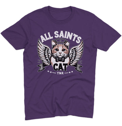 All Saints Cat TNR Logo - Adult Unisex T-Shirt - Red - 2X-Large - Purple