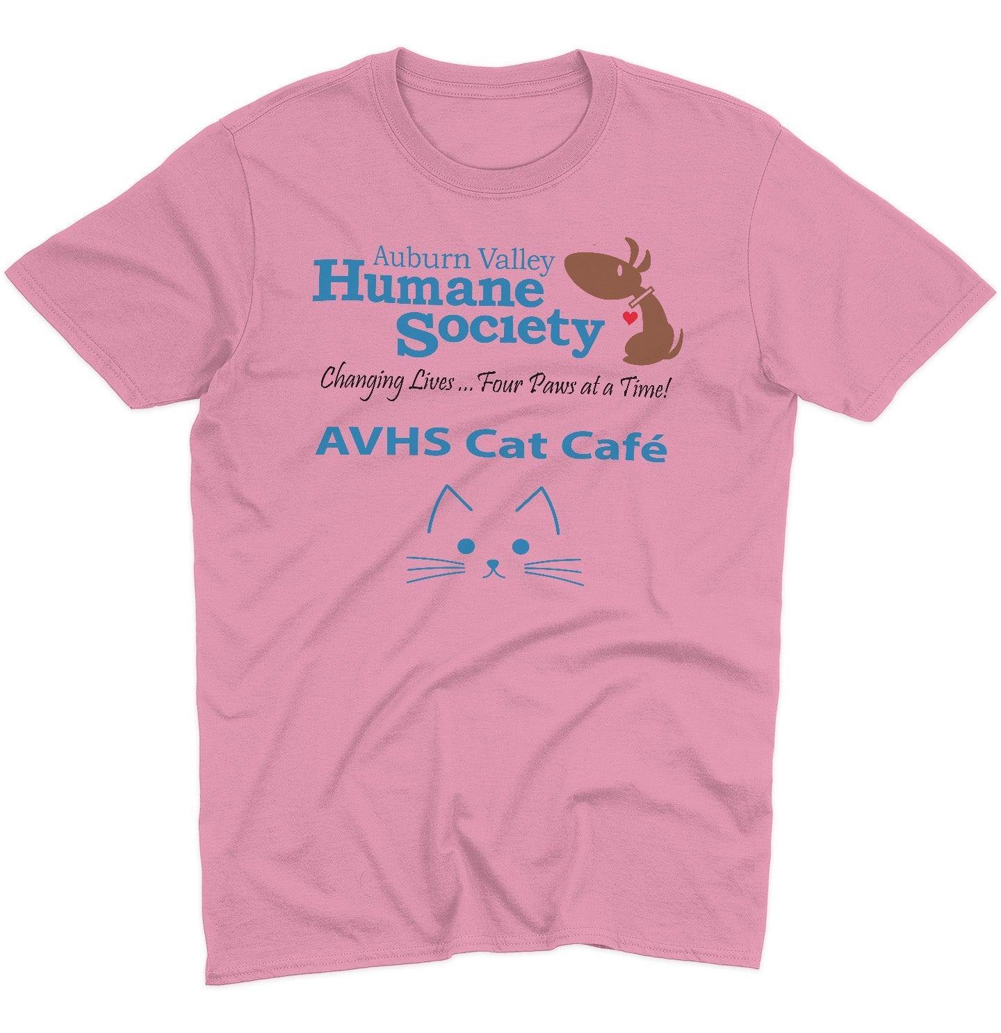 AVHS Cat Cafe Cat Face - Adult Unisex T-Shirt - Grey - X-Large - Sizes