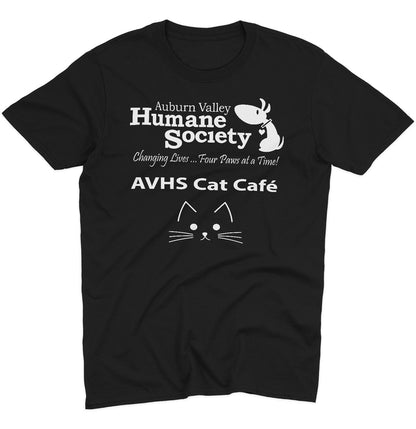 AVHS Cat Cafe Cat Face - Adult Unisex T-Shirt - Grey - 2X-Large - Black