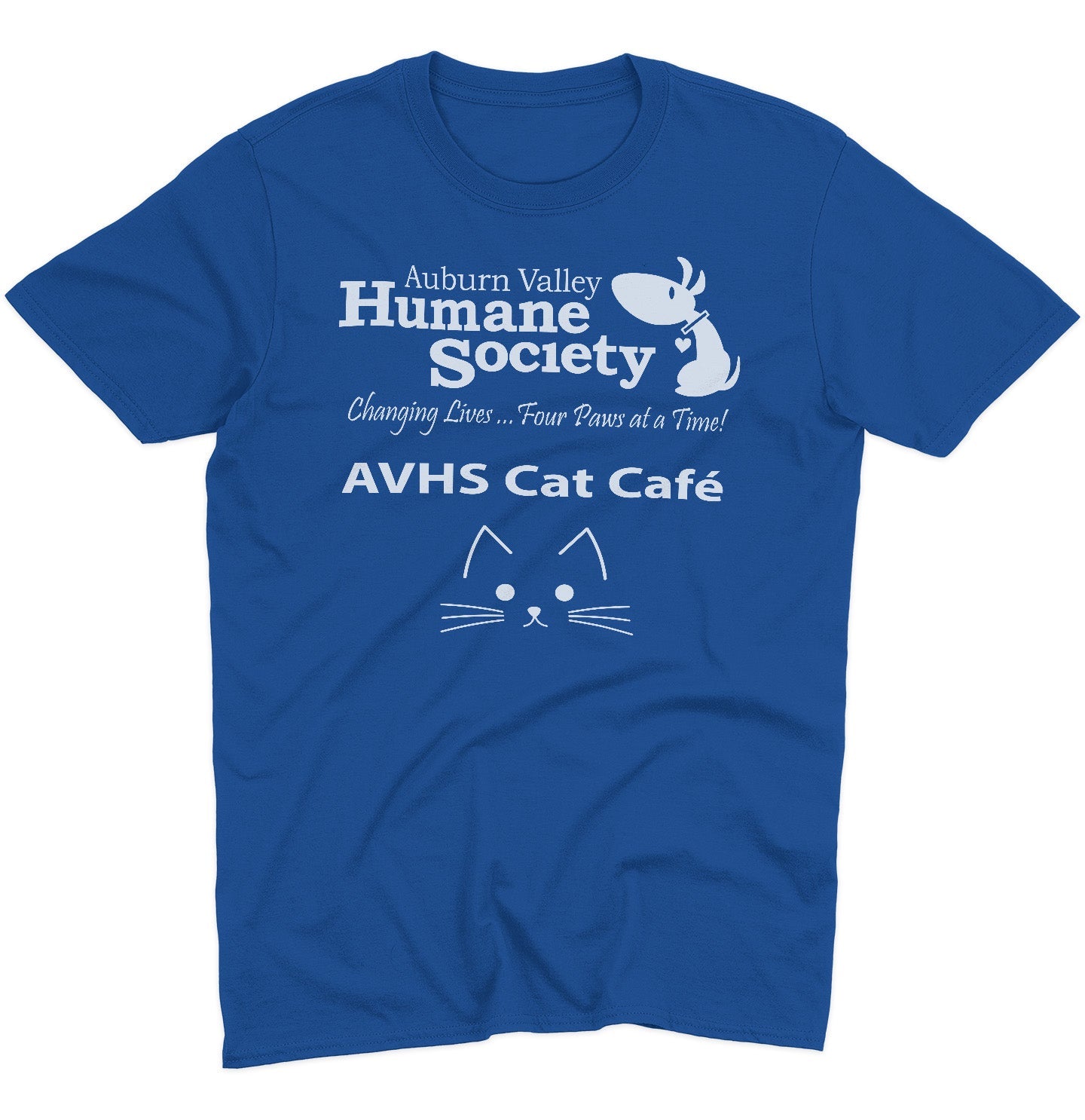 AVHS Cat Cafe Cat Face - Adult Unisex T-Shirt - Pink - Medium - Royal