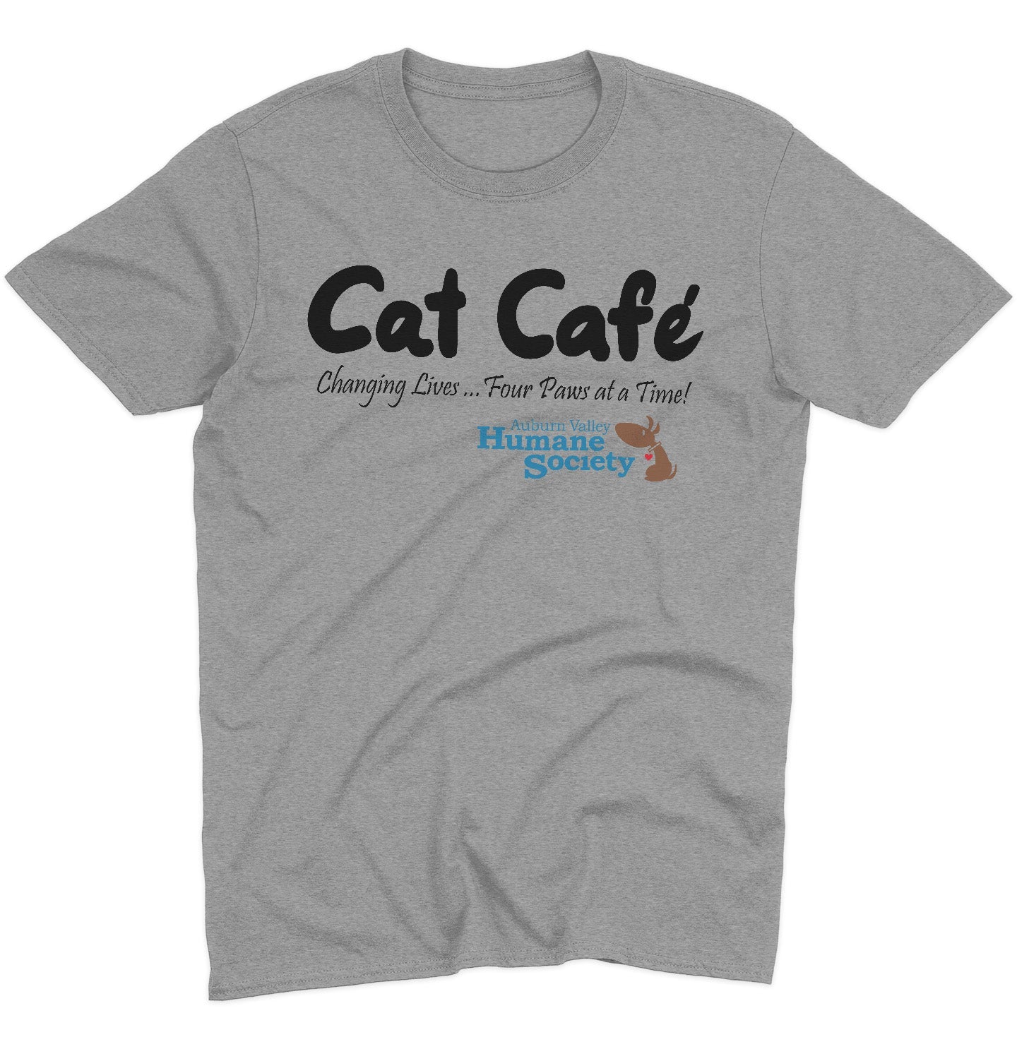 AVHS Cat Cafe Changing Lives - Adult Unisex T-Shirt - Grey - Large - Specs