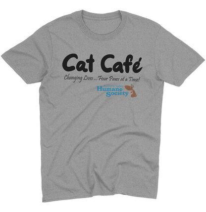 AVHS Cat Cafe Changing Lives - Adult Unisex T-Shirt - Grey - Large - Specs