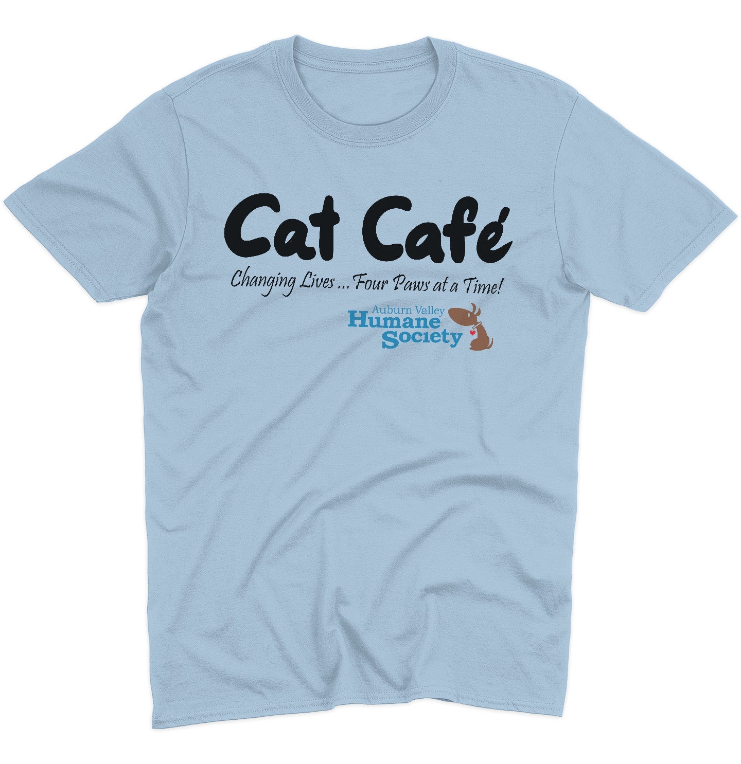 AVHS Cat Cafe Changing Lives - Adult Unisex T-Shirt - Grey - 2X-Large - Light Blue