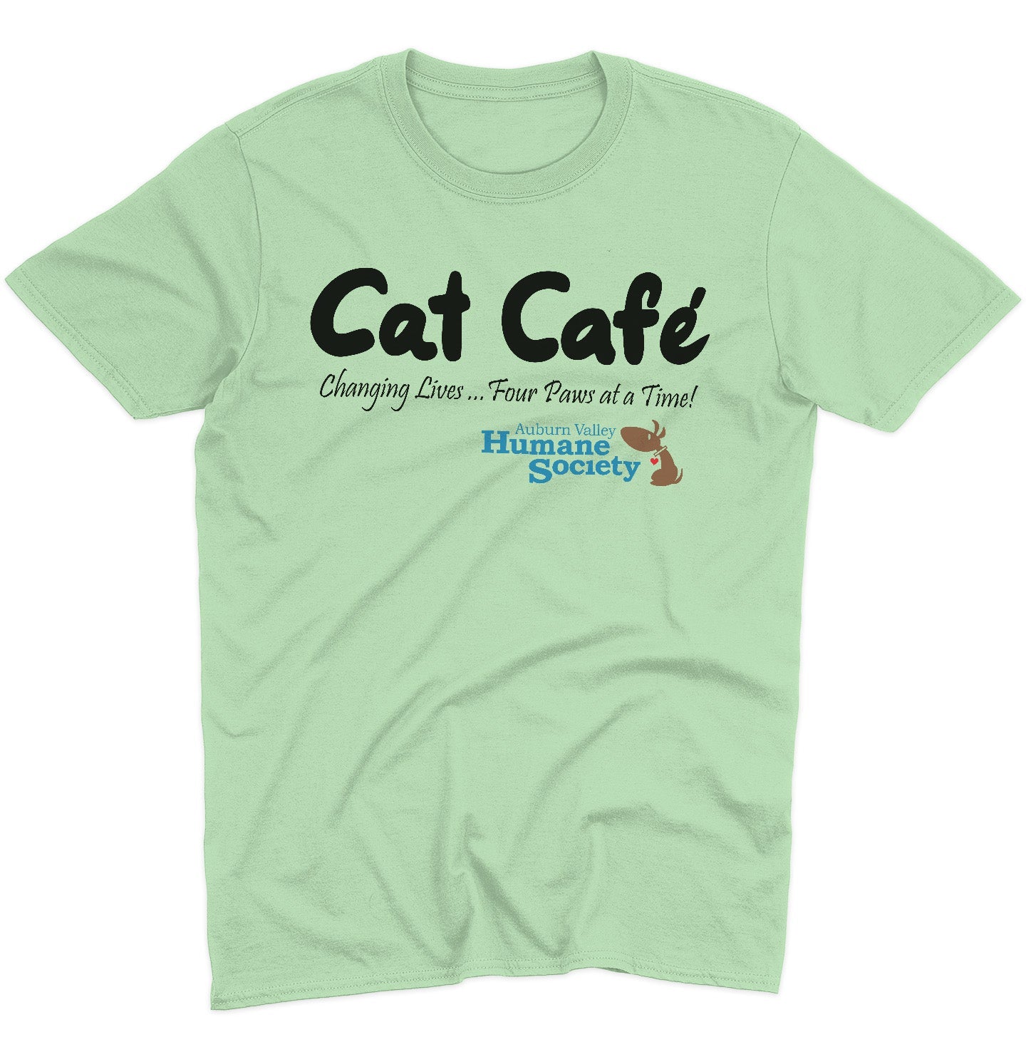 AVHS Cat Cafe Changing Lives - Adult Unisex T-Shirt - Grey - 3X-Large - Mint Green