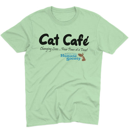 AVHS Cat Cafe Changing Lives - Adult Unisex T-Shirt - Grey - 3X-Large - Mint Green