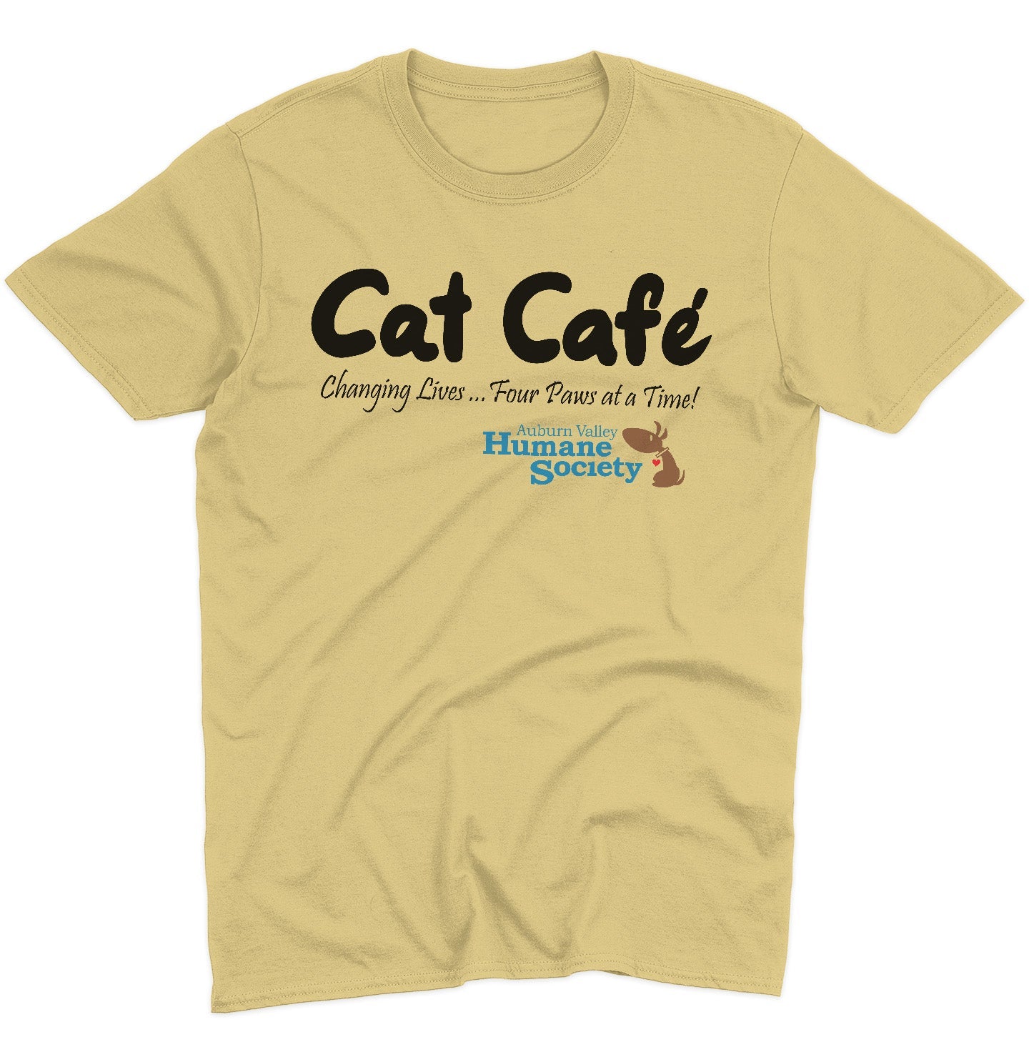 AVHS Cat Cafe Changing Lives - Adult Unisex T-Shirt - Grey - 4X-Large - Yellow