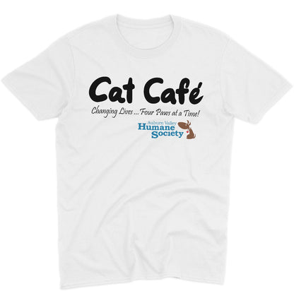 AVHS Cat Cafe Changing Lives - Adult Unisex T-Shirt - Pink - Small - White
