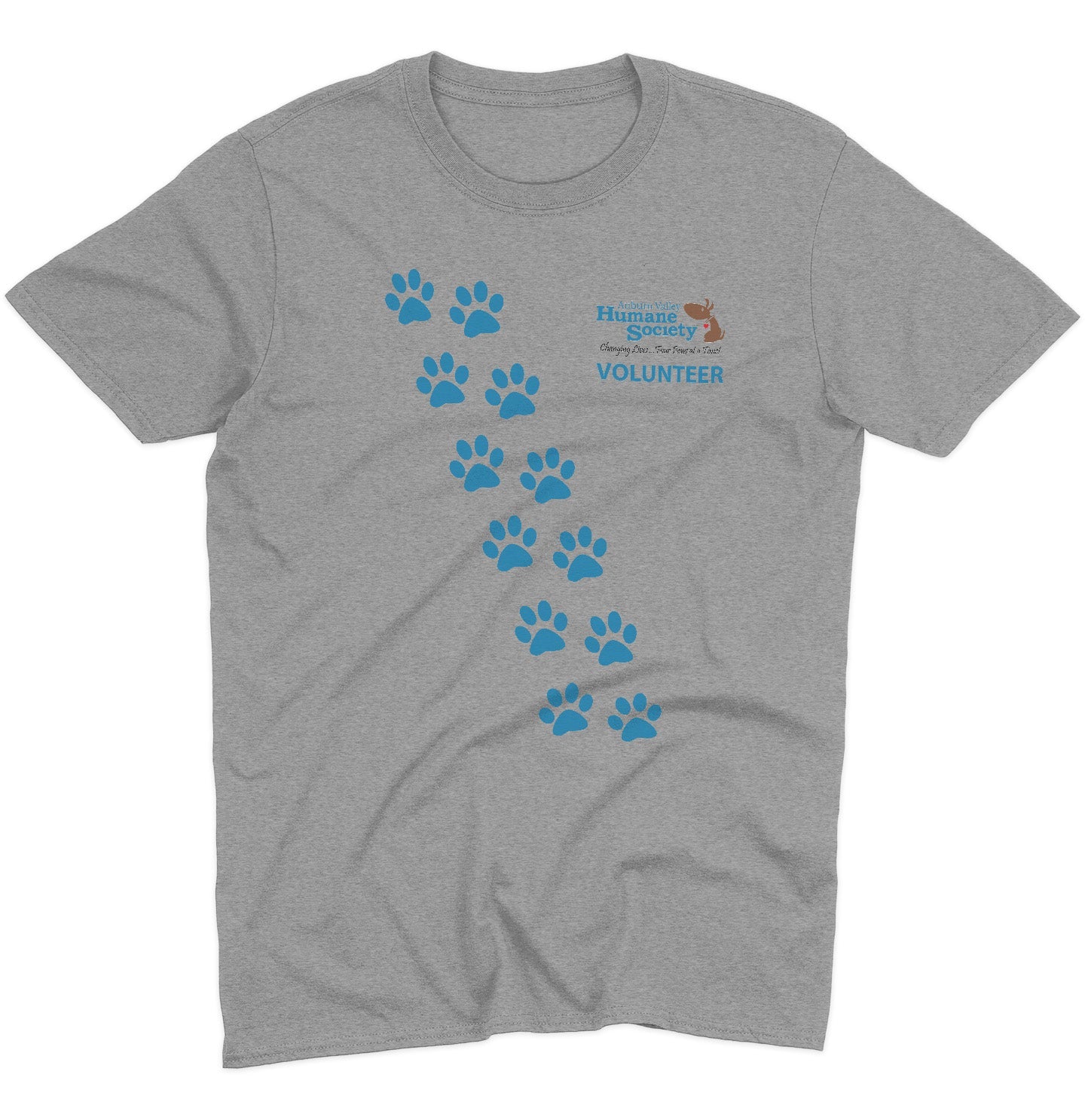 AVHS Volunteer Paw Prints - Adult Unisex T-Shirt - Grey - Large - Specs