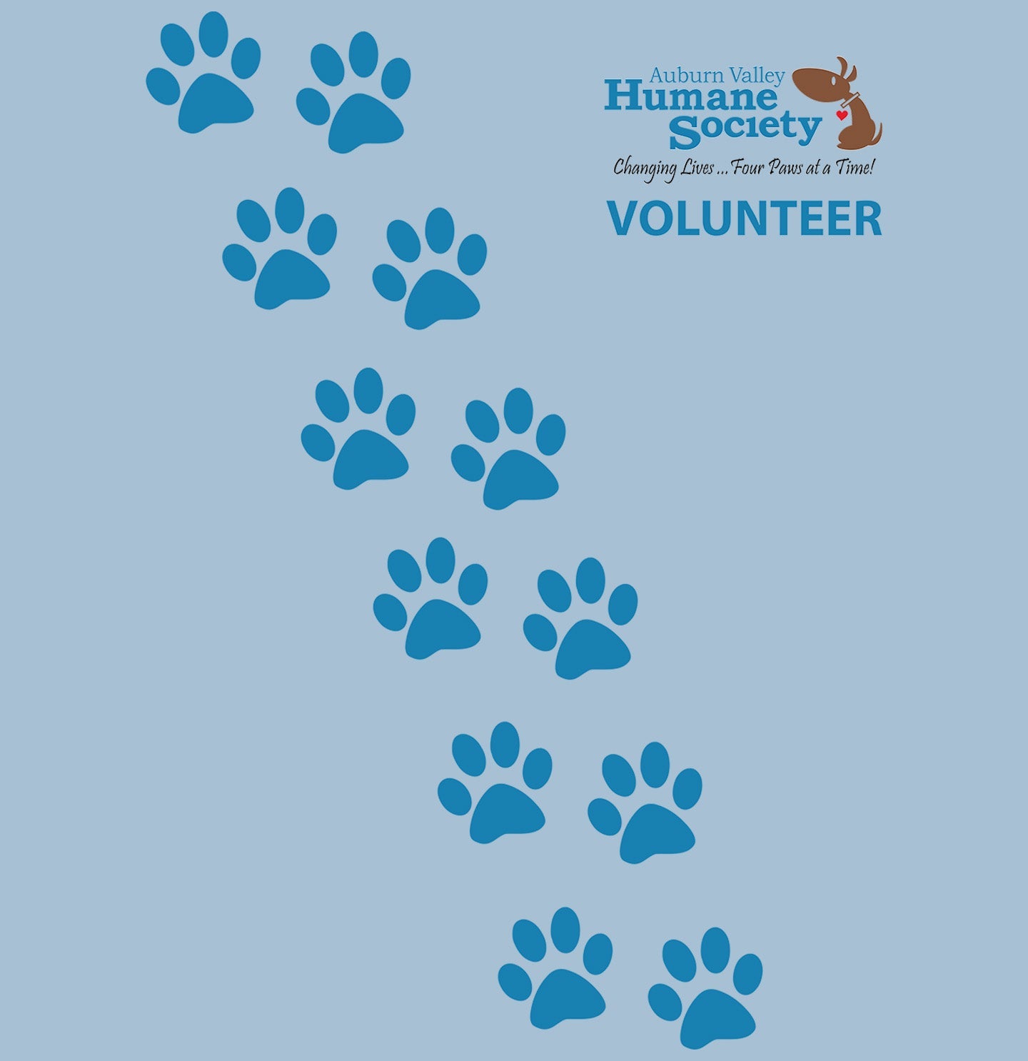 AVHS Volunteer Paw Prints - Adult Unisex T-Shirt - Grey - Medium - Graphic