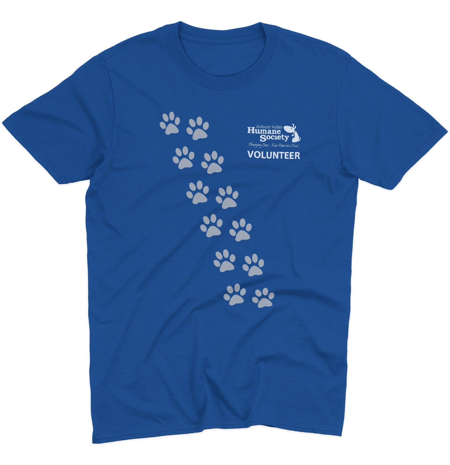 AVHS Volunteer Paw Prints - Adult Unisex T-Shirt - Pink - Medium - Royal