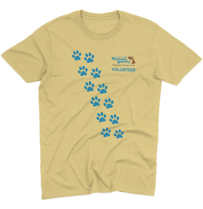 AVHS Volunteer Paw Prints - Adult Unisex T-Shirt - Pink - Small - Yellow