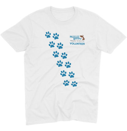 AVHS Volunteer Paw Prints - Adult Unisex T-Shirt - Pink - Large - White