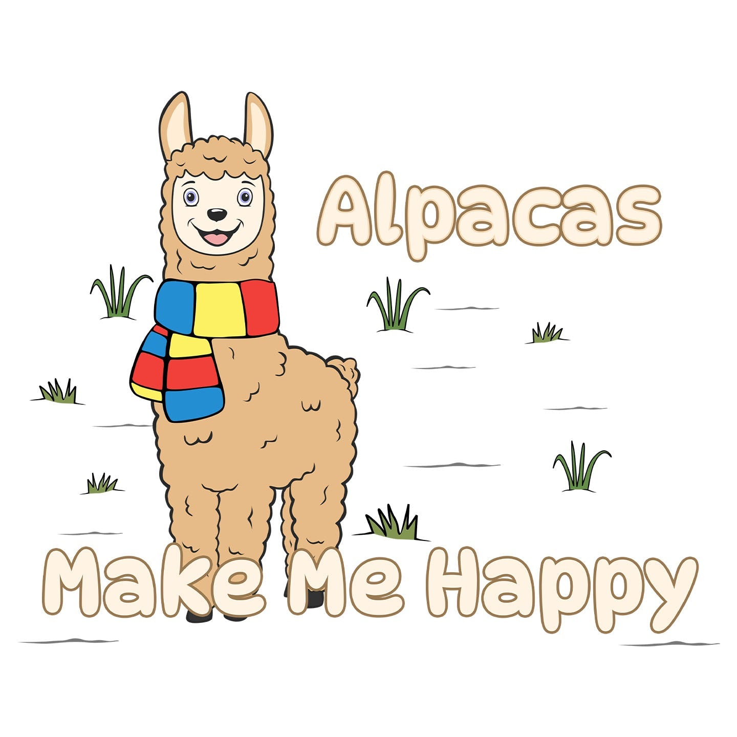 Alpaca Toon Make Me Happy - Adult Unisex T-Shirt - Graphic
