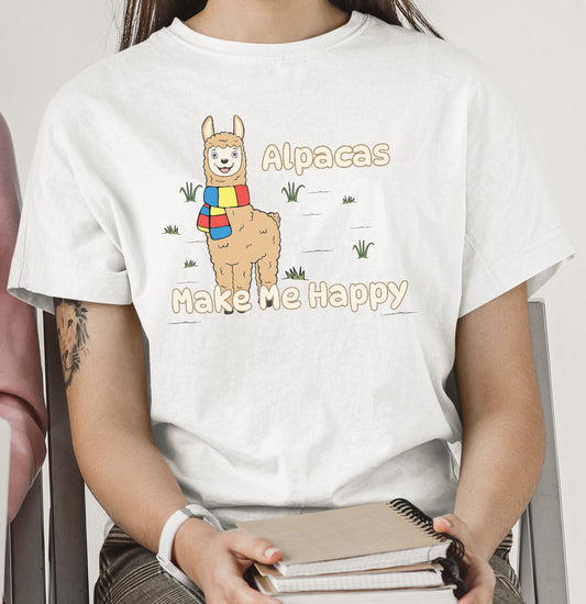 Alpaca Toon Make Me Happy - Adult Unisex T-Shirt - Main