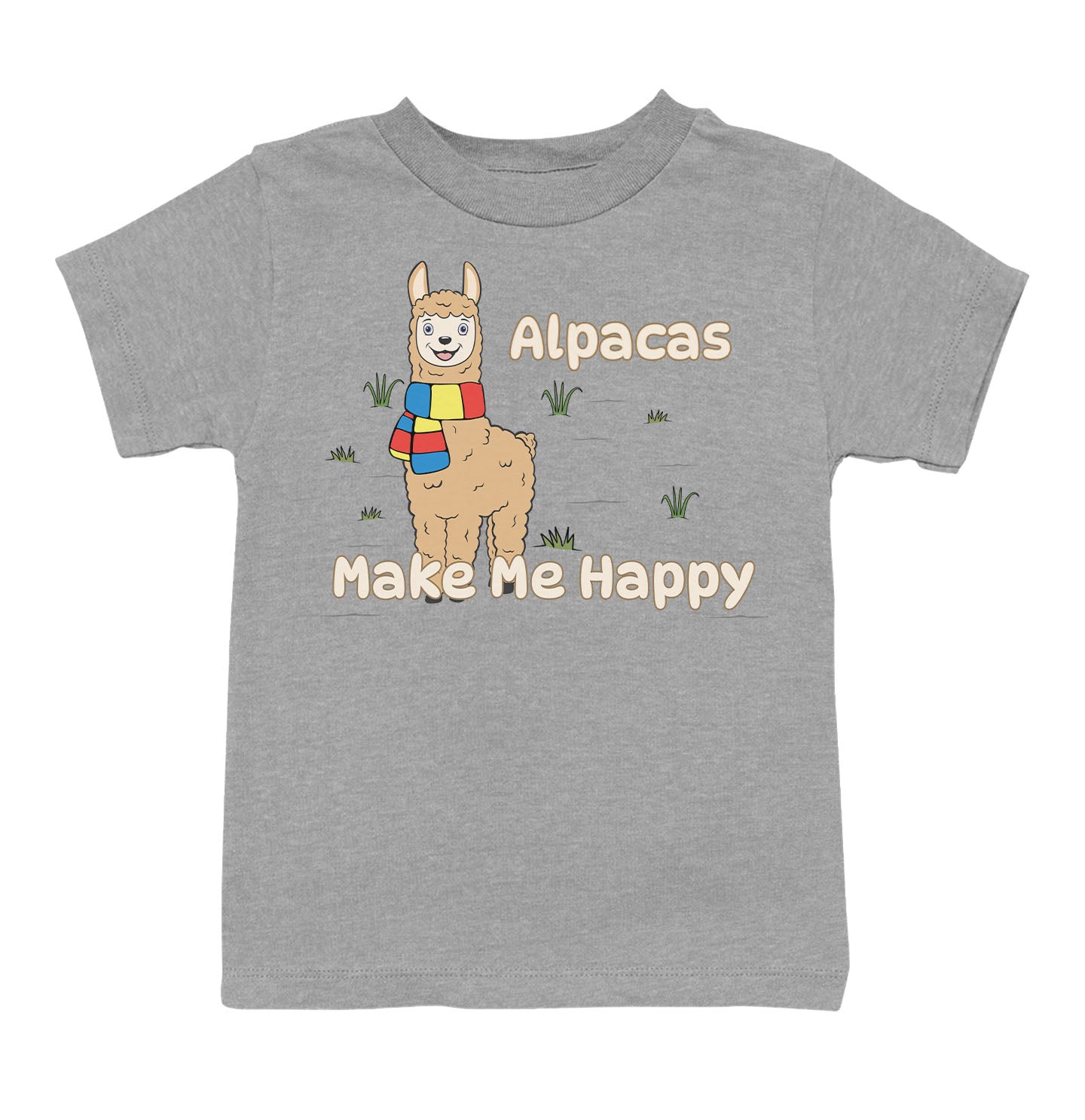 Alpaca Toon Make Me Happy - Toddler Unisex T-Shirt - Grey