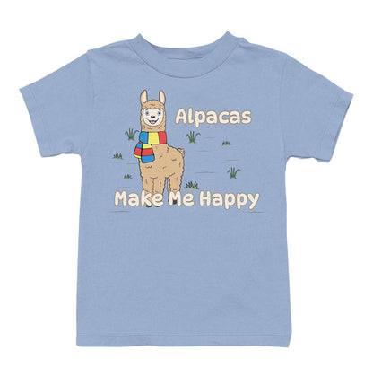 Alpaca Toon Make Me Happy - Toddler Unisex T-Shirt - Light Blue