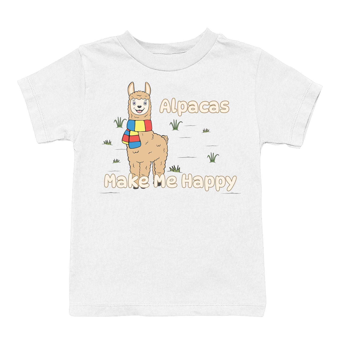 Alpaca Toon Make Me Happy - Toddler Unisex T-Shirt - White