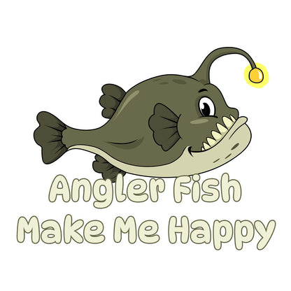 Angler Fish Toon Make Me Happy - Adult Unisex T-Shirt - Graphic
