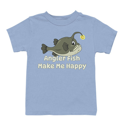 Angler Fish Toon Make Me Happy - Toddler Unisex T-Shirt - Light Blue