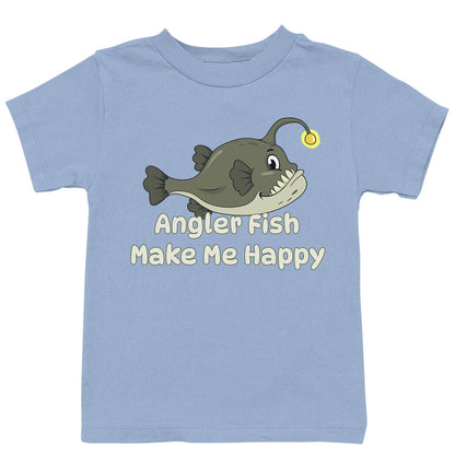 Angler Fish Toon Make Me Happy - Kids' Unisex T-Shirt - Light Blue